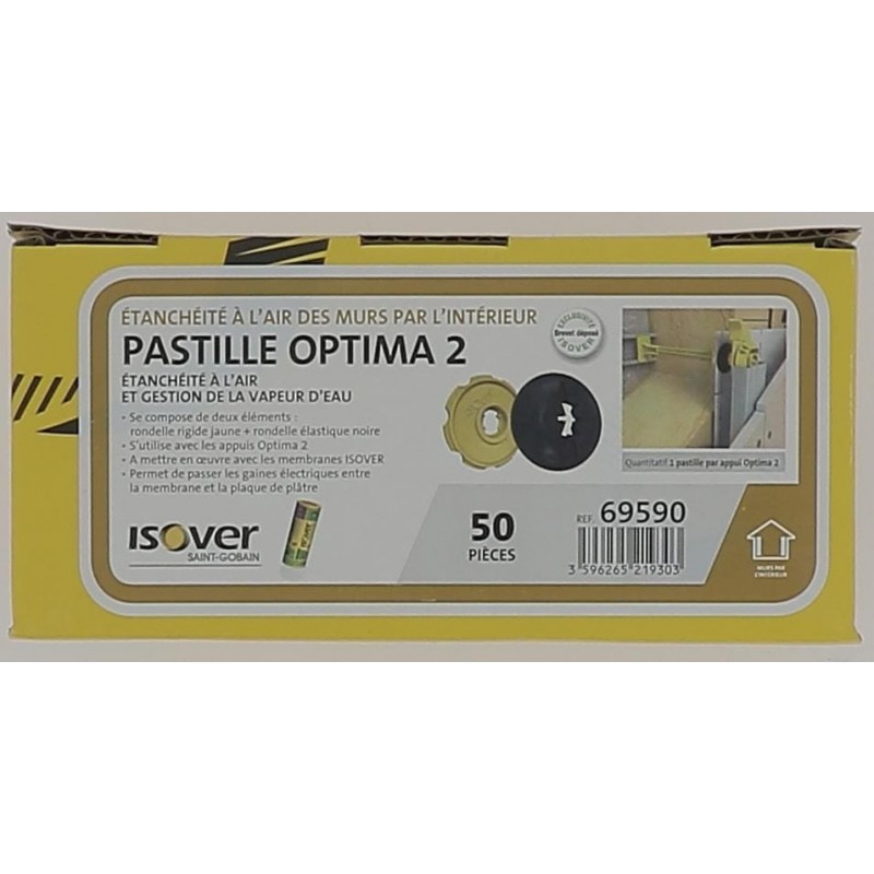 Pastille Isover Optima 2 en carton de 50 pièces Ref 69590