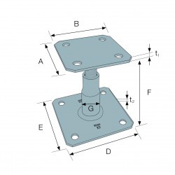 APB100/150 Pied de poteau Réglable Galvanisé Simpson